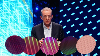 Intel CEO Pat Gelsinger with five wafers